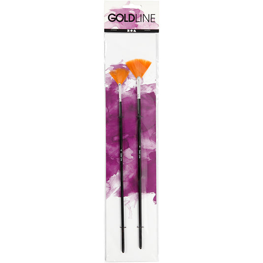 Creativ company gold line waaierpenselen, afm 4+8, l: 29-30 cm, b: 2-3 mm, waaier, 2 stuk 1 doos