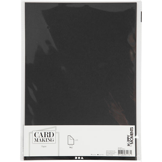Creativ company papier zwart a4 80gr, 20st.