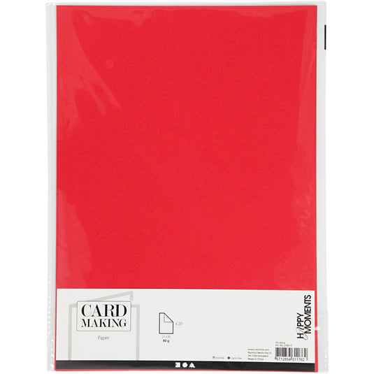 Creativ company papier, a4, vel 210x297 mm, 80 gr, rood, 20 stuk 1 doos