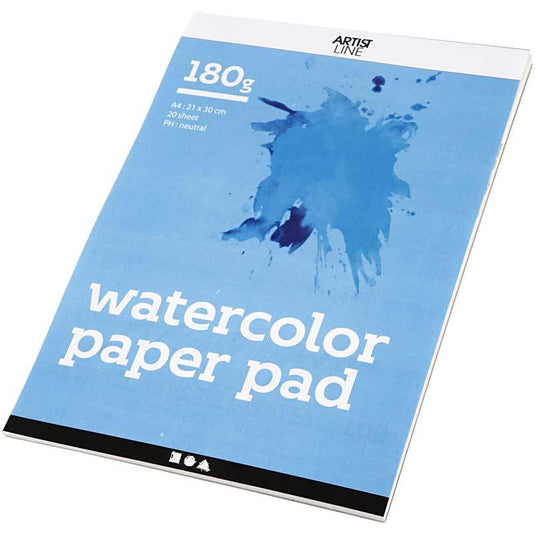 Creativ company aquarelblok, a4, vel 210x297 mm, 180 gr, wit, 20 vel 1 stuk