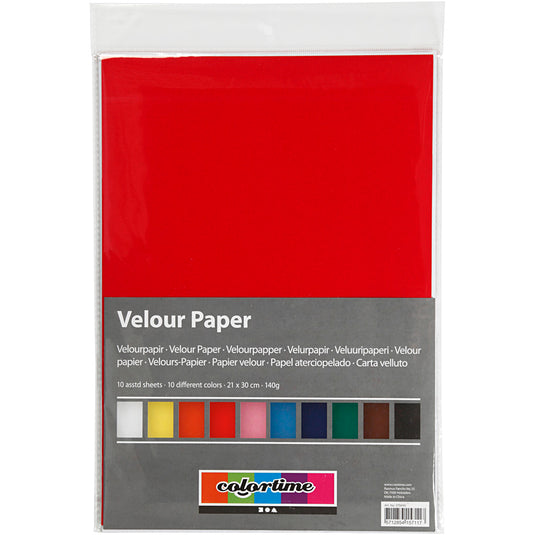 Creativ company velour papier kleur a4, 10 vellen