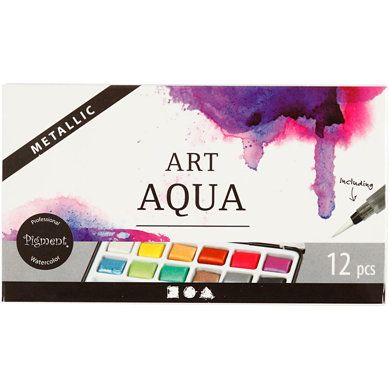 Load image into Gallery viewer, Pigment art art aqua aquarelverf metallic, 12 kleuren
