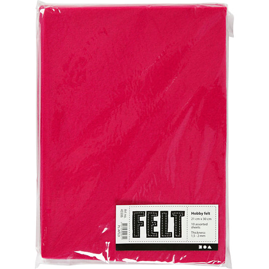 Creativ company hobbyvilt, cerise, a4, dikte 1,5-2 mm, 10 vel