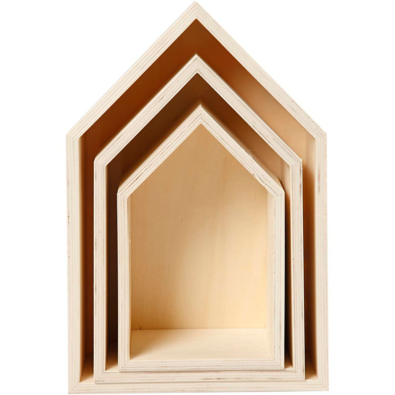 Load image into Gallery viewer, Creativ company houten huisjes met ophanghaak, 3st.
