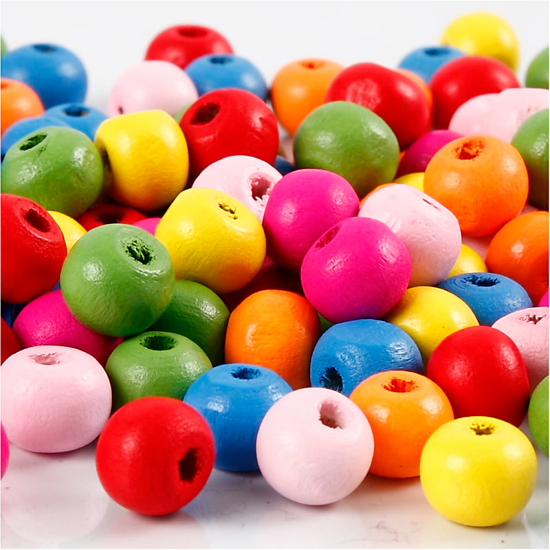 Load image into Gallery viewer, Creativ company https: www.cchobby.nl houten-kralen-d-8-mm-gatgrootte-1-5-2-mm-ca-90-div-diverse-kleuren-16-gr-1-doos
