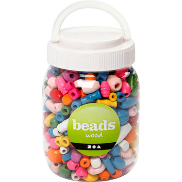 Creativ company http: www.cchobby.nl houten-kralen-afm-5-28-mm-gatgrootte-2-5-3-mm-ca-466-stuk-diverse-kleuren-175-gr-400-ml-1-emmer