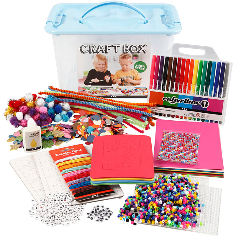 Load image into Gallery viewer, Creativ company hobbybox blauw met creatieve materialen, 1st.
