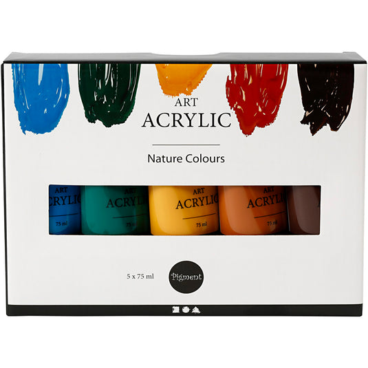 Creativ company pigment art acrylverf natuurlijke kleuren, 5x75ml