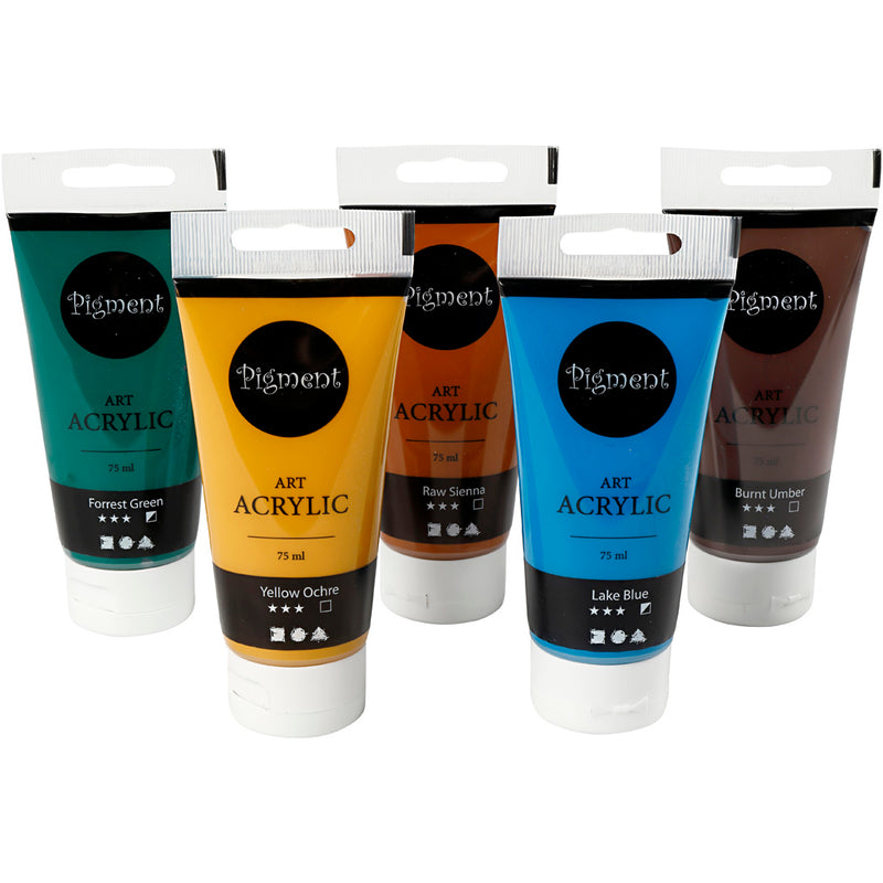 Load image into Gallery viewer, Creativ company pigment art acrylverf natuurlijke kleuren, 5x75ml
