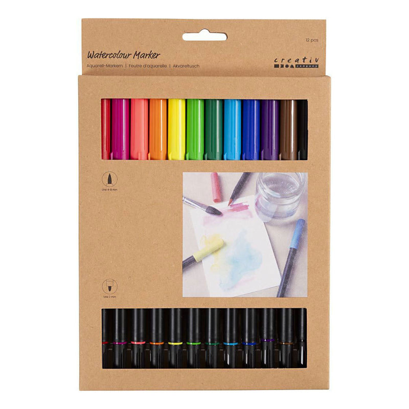 Afbeelding laden in galerijviewer, Creative company https: www.cchobby.nl aquarelmarker-lijndikte-2-4-8-mm-standaardkleuren-12-stuk-1-doos
