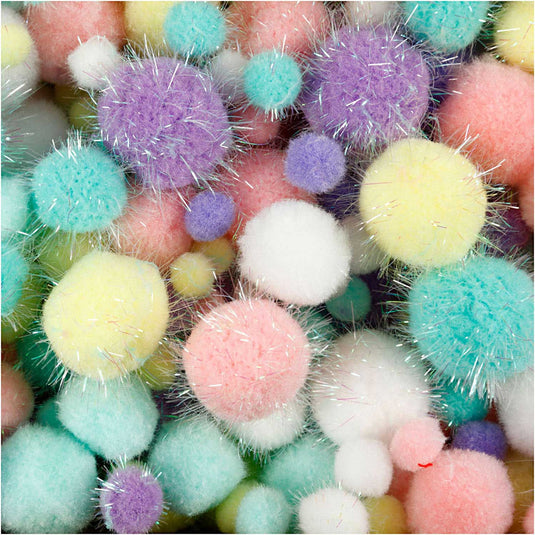 Creativ company pom-poms pastelkleuren, 400gr.