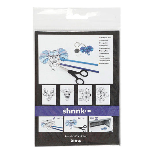 Creativ company vellen krimpfolie met motieven wilde dieren, 4st.