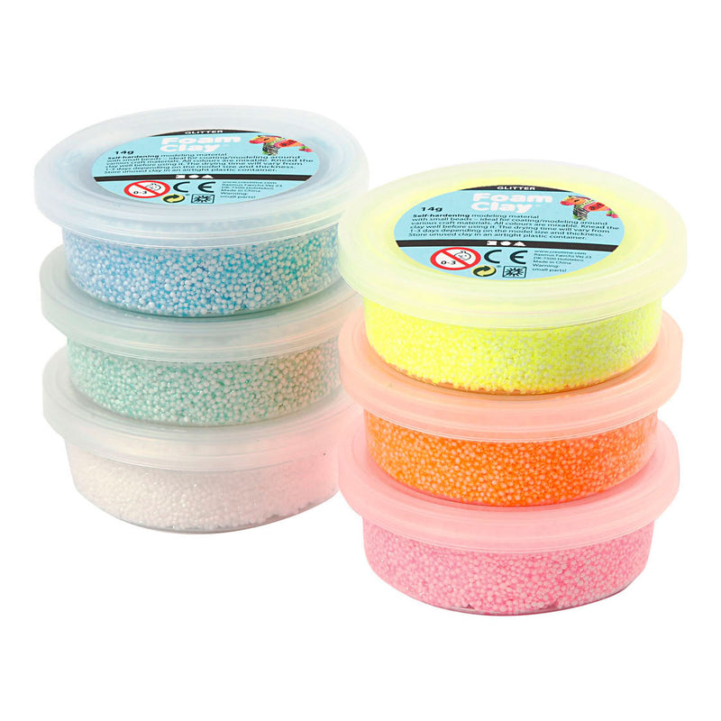 Load image into Gallery viewer, Foam clay ®, glitter, pastelkleuren, 14 gr, 6 doosje
