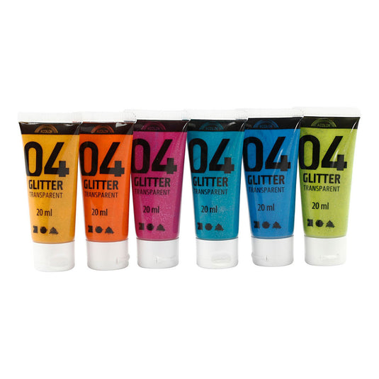 Creativ company kinder acrylverf glitter kleur, 6x20ml