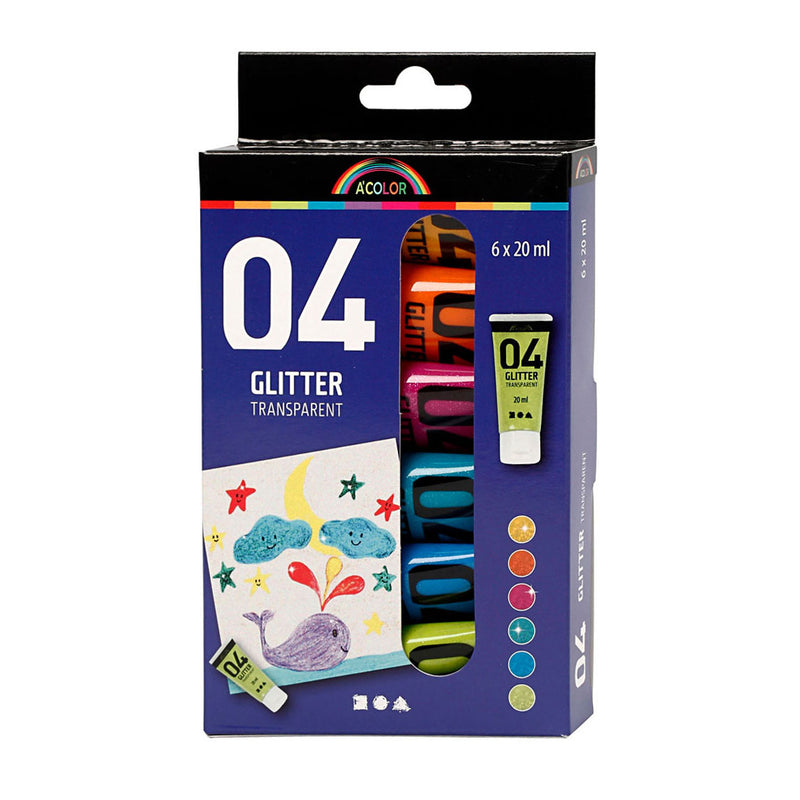 Load image into Gallery viewer, Creativ company kinder acrylverf glitter kleur, 6x20ml
