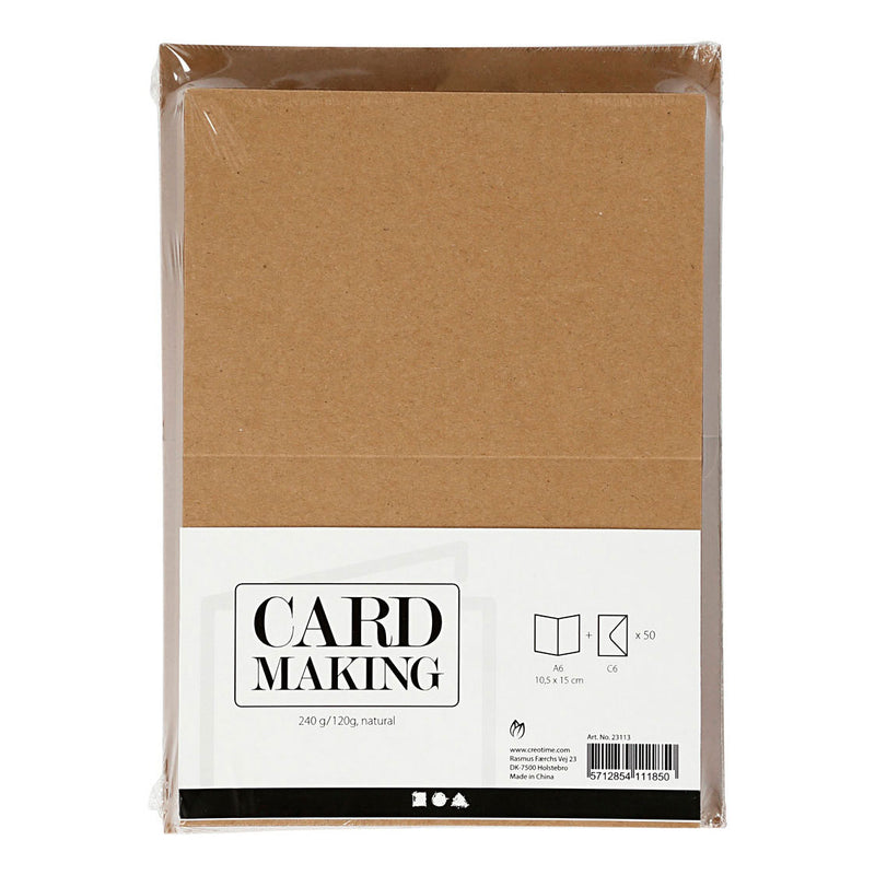 Load image into Gallery viewer, Creativ company kaarten en enveloppen naturel, 50 sets
