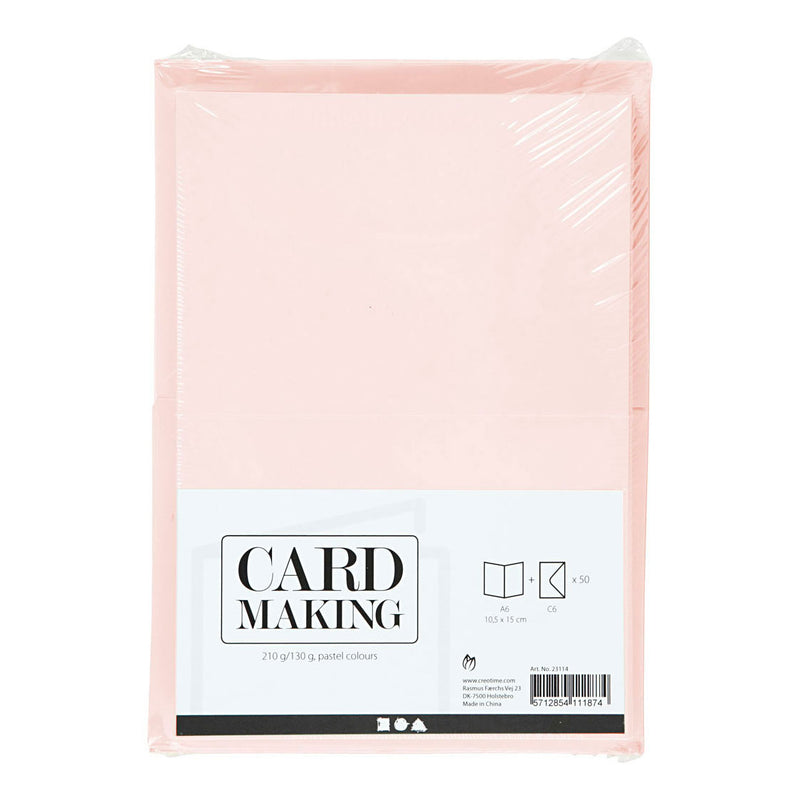 Load image into Gallery viewer, Creativ company https: www.cchobby.nl kaarten-en-enveloppen-afmeting-kaart-10-5x15-cm-afmeting-envelop-11-5x16-5-cm-110-220-pastelkleuren-50-set-1-doos
