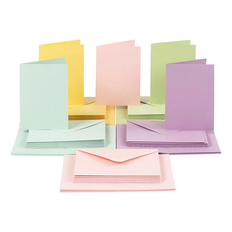 Load image into Gallery viewer, Creativ company kaarten en enveloppen pastelkleuren, 50 sets

