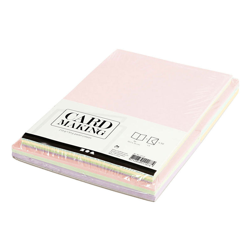 Load image into Gallery viewer, Creativ company kaarten en enveloppen pastelkleuren, 50 sets
