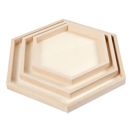 Creativ company houten dienbladen divers, set van 3