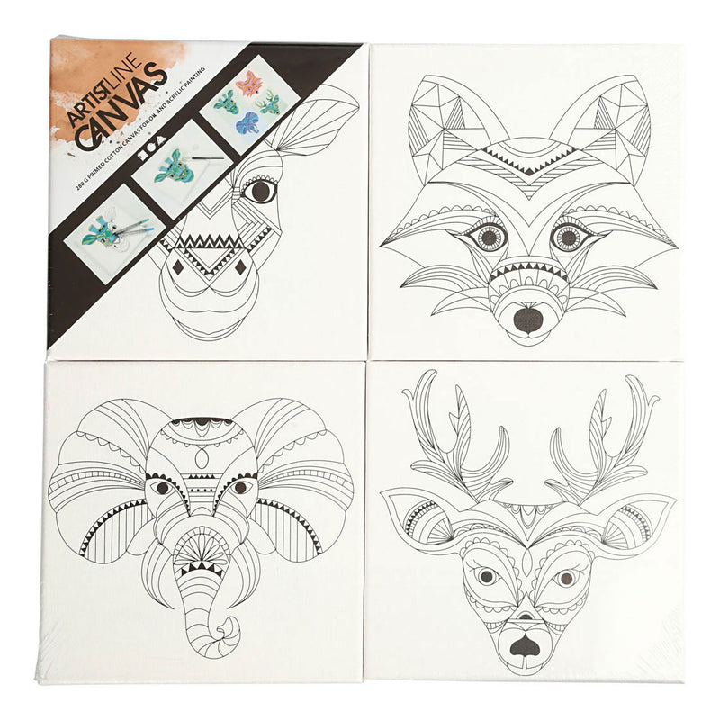 Load image into Gallery viewer, Creativ company canvas met dierenprint, 4st.
