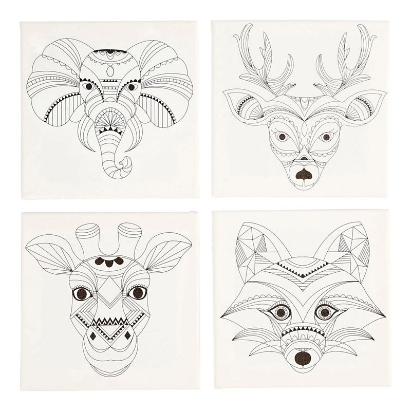 Load image into Gallery viewer, Creativ company canvas met dierenprint, 4st.
