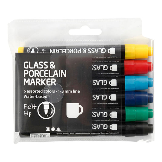 Creativ company glas- en porseleinstiften, 6st.