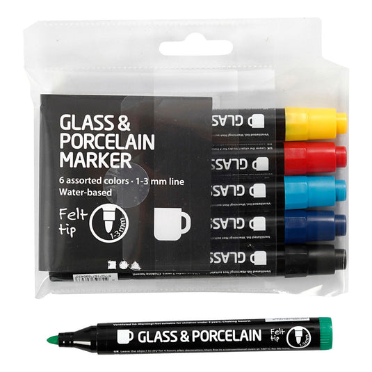 Creativ company glas- en porseleinstiften, 6st.