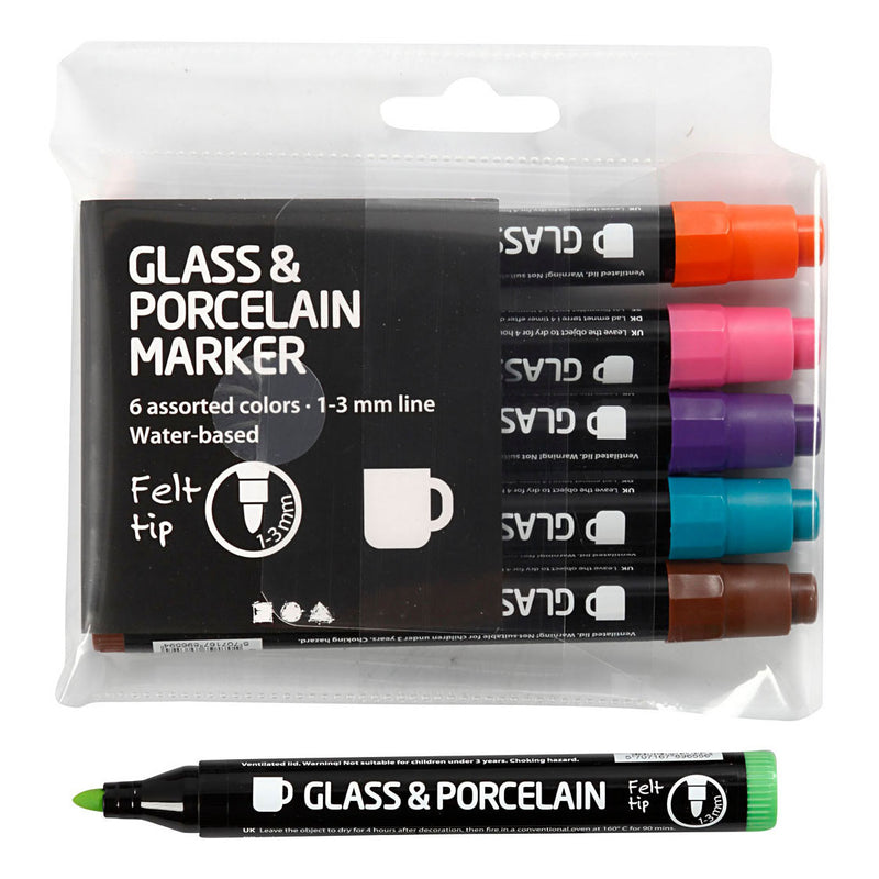 Load image into Gallery viewer, Creativ company glas- en porseleinstiften extra kleuren, 6st.
