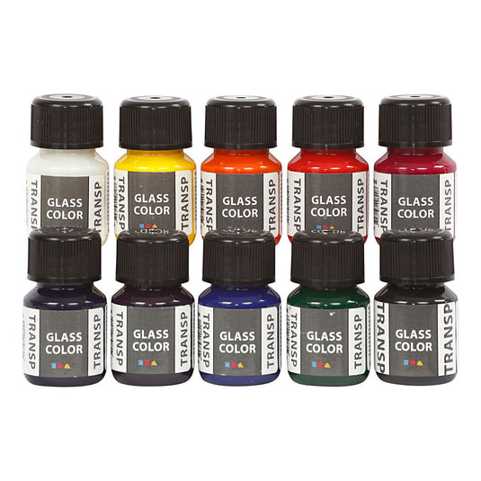 Creativ company glass color transparant glasverf kleur, 10x30ml