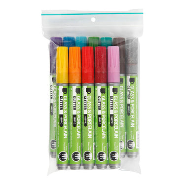 Creativ company https: www.cchobby.nl glas-porseleinstiften-glitter-lijndikte-2-4-mm-semi-dekkend-diverse-kleuren-12-stuk-1-doos