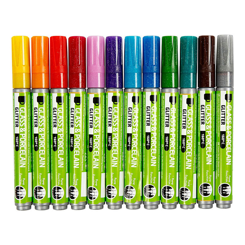 Load image into Gallery viewer, Creativ company glas- en porseleinstiften kleur glitter, 12st.
