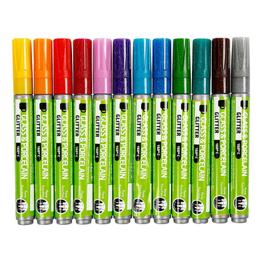 Creativ company https: www.cchobby.nl glas-porseleinstiften-glitter-lijndikte-2-4-mm-semi-dekkend-diverse-kleuren-12-stuk-1-doos