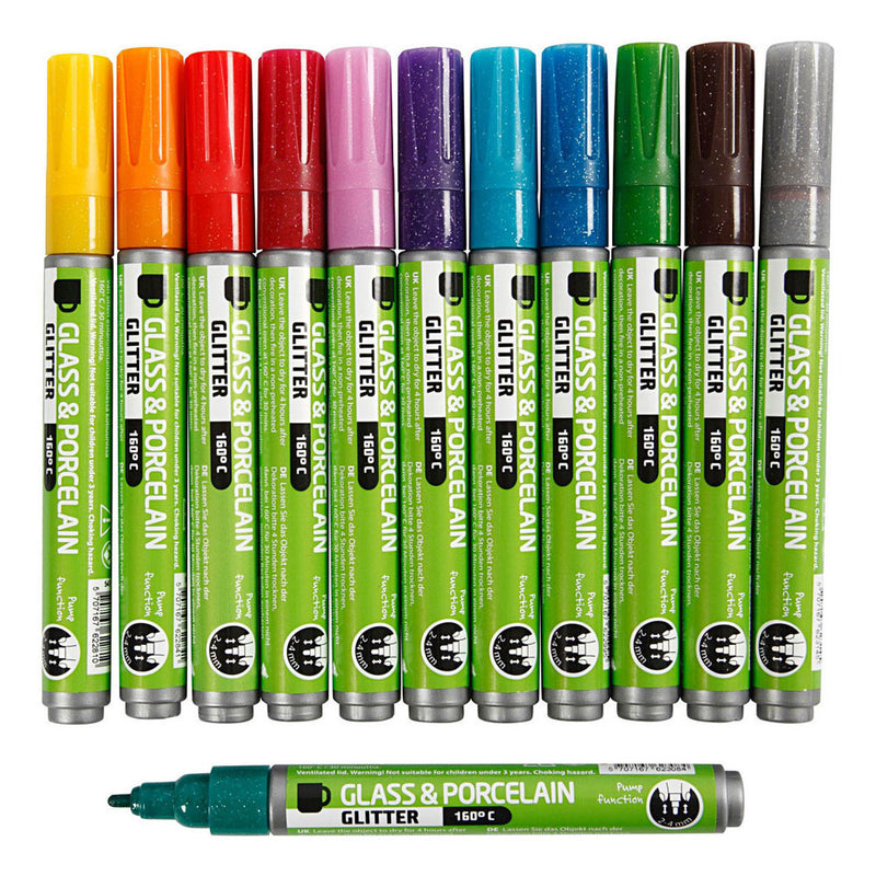 Load image into Gallery viewer, Creativ company glas- en porseleinstiften kleur glitter, 12st.
