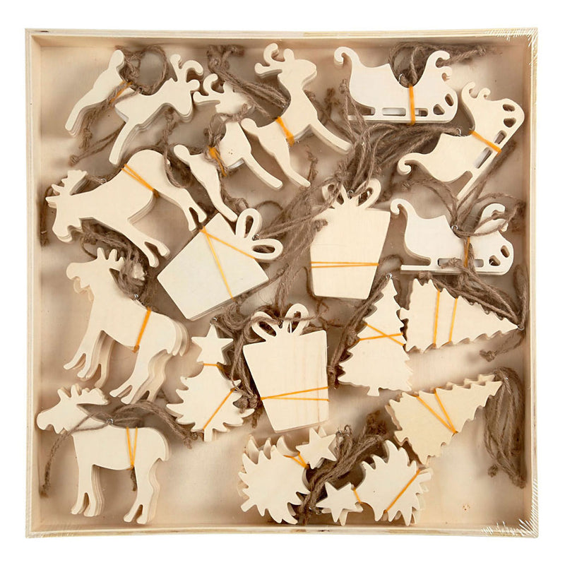 Afbeelding laden in galerijviewer, Creativ company houten ornamenten kerst thema, 90st.
