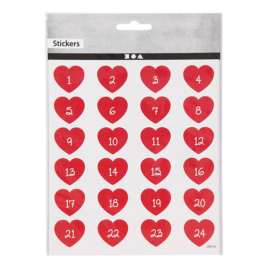 Creativ company stickers hart met cijfer, 1 vel