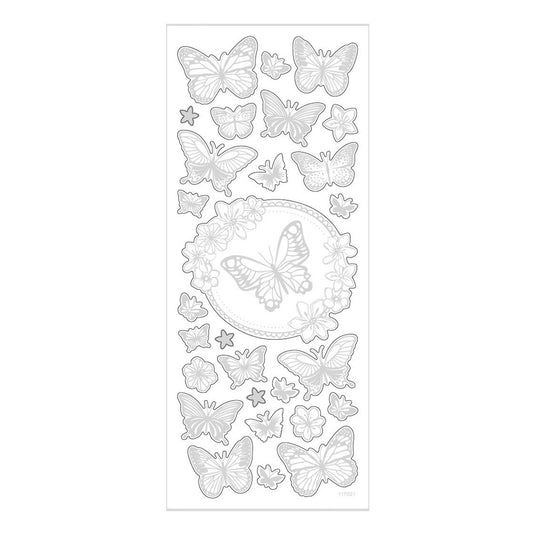 Creativ company stickers zilver vlinders, 1 vel