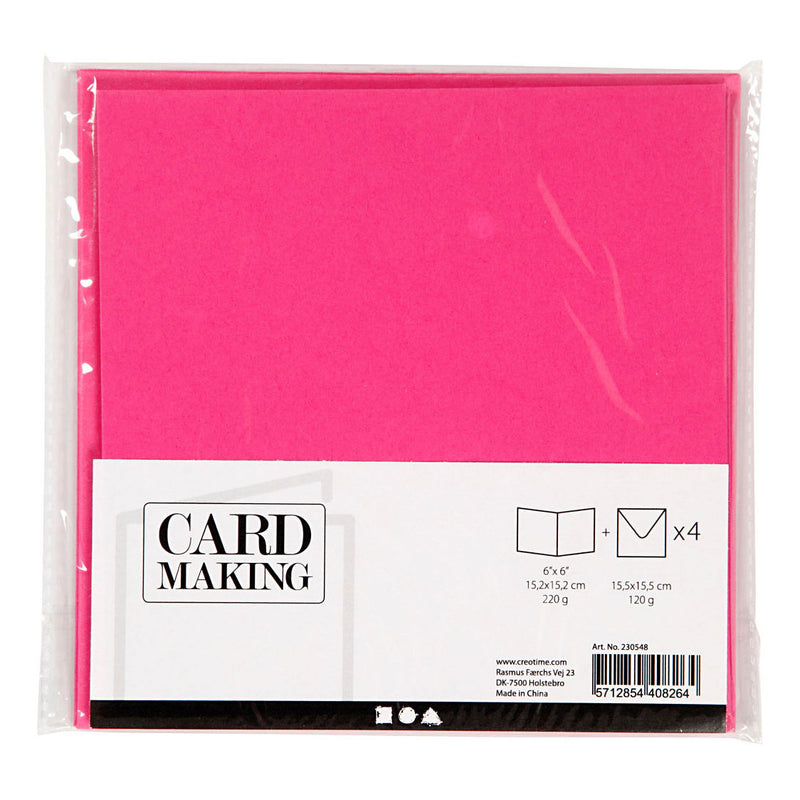 Load image into Gallery viewer, Creativ company kaarten en enveloppen donker roze, 4st.
