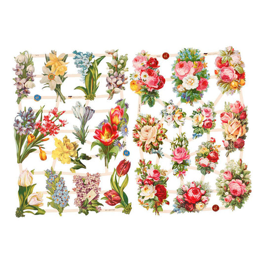 Creativ company vintage plaatjes, lentebloemen, vel 16,5x23,5 cm, 2 vel 1 doos