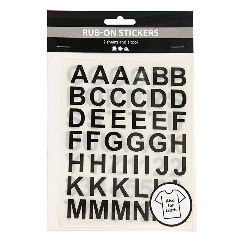 Load image into Gallery viewer, Creativ company rub-on stickers letters en cijfers zwart, 2 vellen
