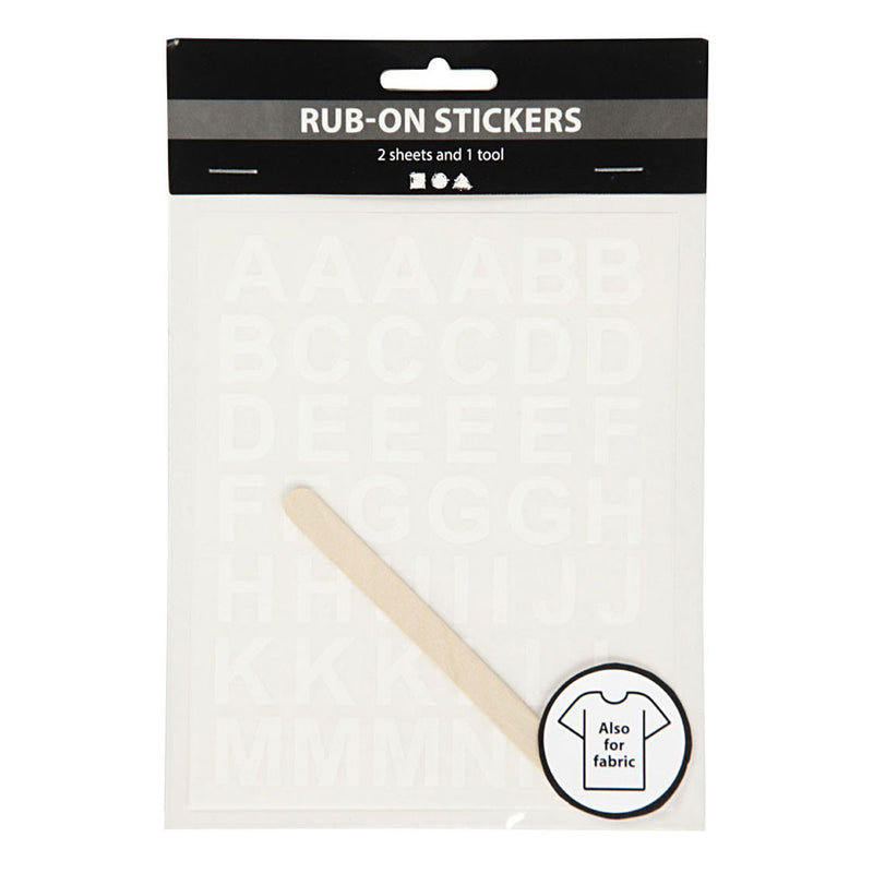 Load image into Gallery viewer, Creativ company rub-on stickers letters en cijfers wit, 2 vellen
