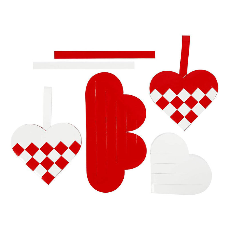 Load image into Gallery viewer, Creativ company gevlochten harten, afm 13,5x12,5 cm, rood, wit, 8 set 1 doos
