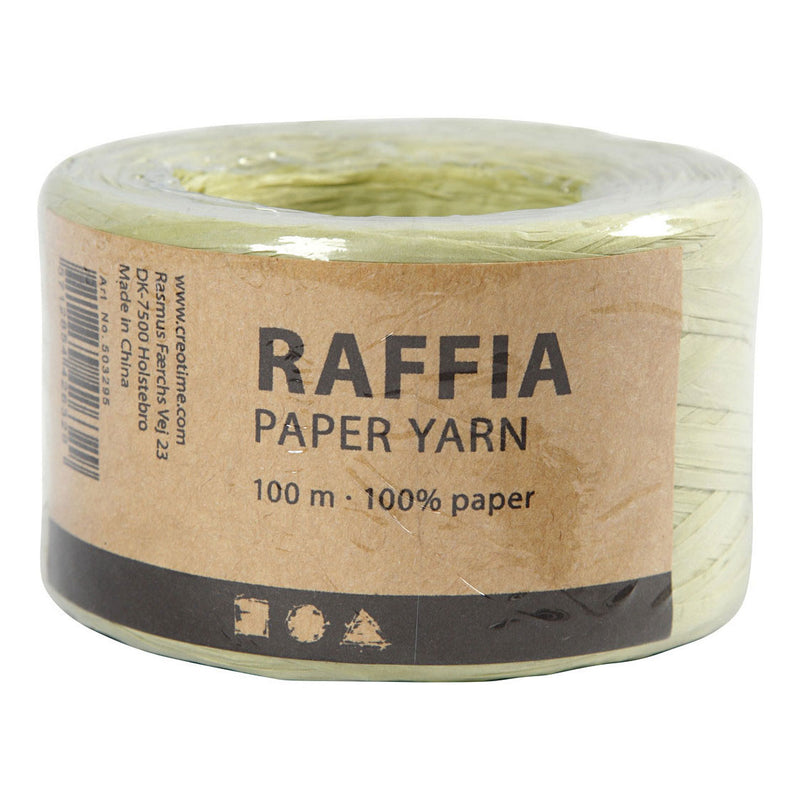 Load image into Gallery viewer, Creativ company papier raffia garen lichtgroen, 100m
