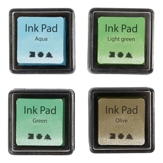 Creativ company stempelinkt groen tinten olijf aqua, 4st.