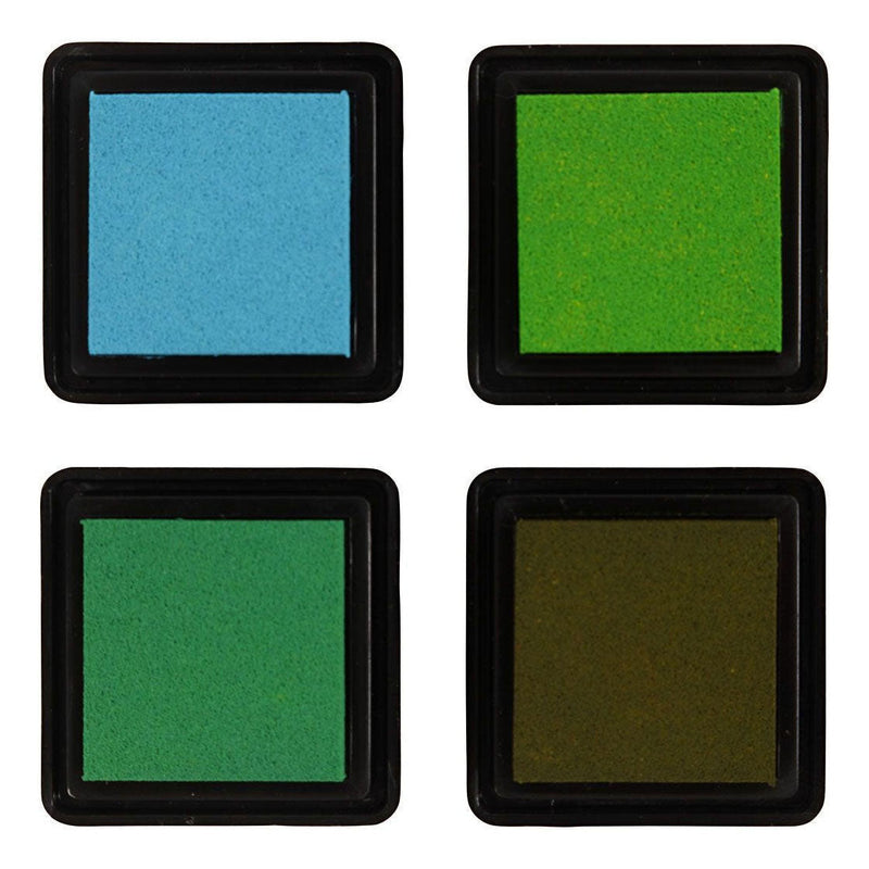 Load image into Gallery viewer, Creativ company stempelinkt, groen, lichtgroen, olijf, aqua, h: 2 cm, afm 3,5x3,5 cm, 4 stuk 1 doos
