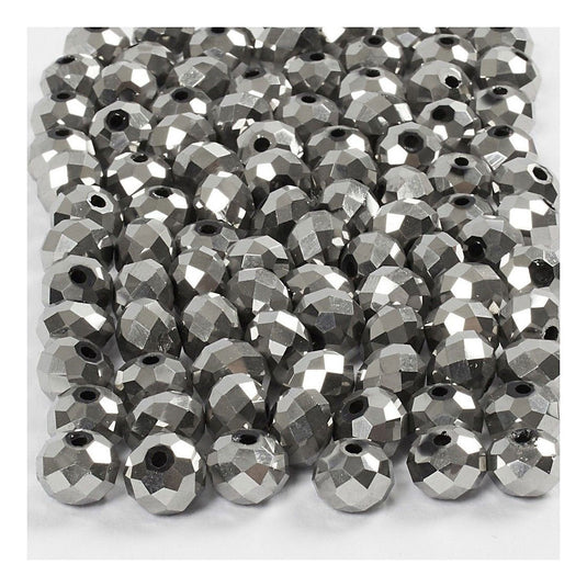 Creativ company facet kralen metallic grijs, 100st.