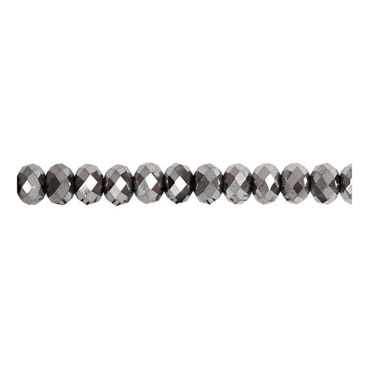 Creativ company facet kralen metallic grijs, 100st.