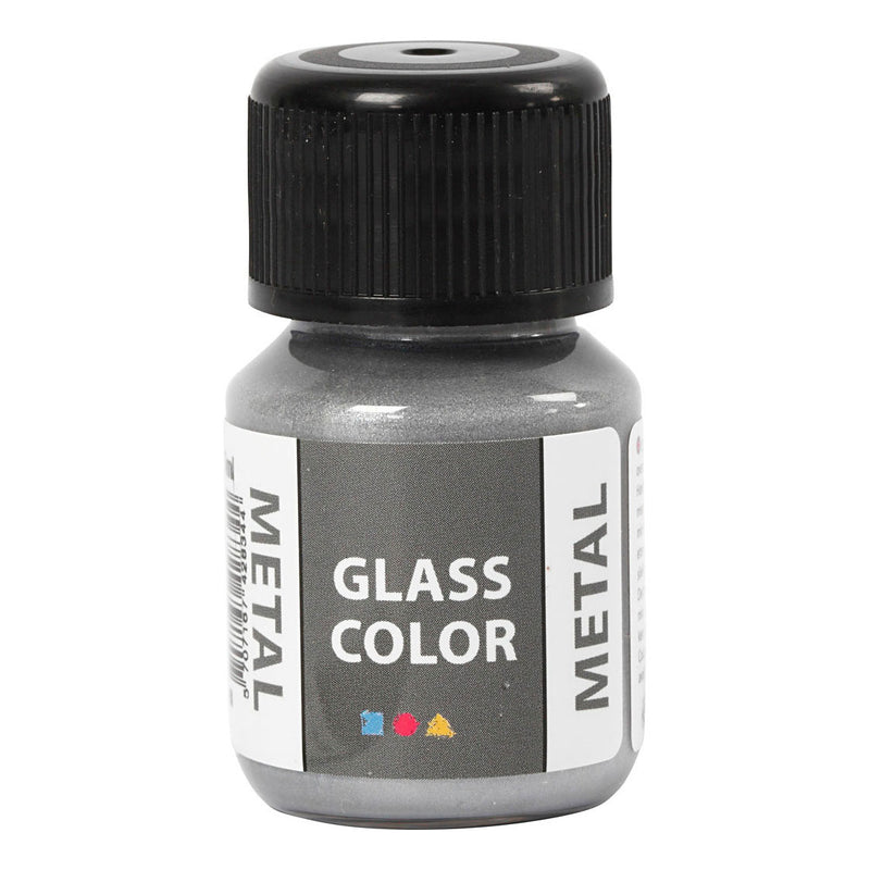 Load image into Gallery viewer, Creativ company glass color metal verf - zilver, 30ml
