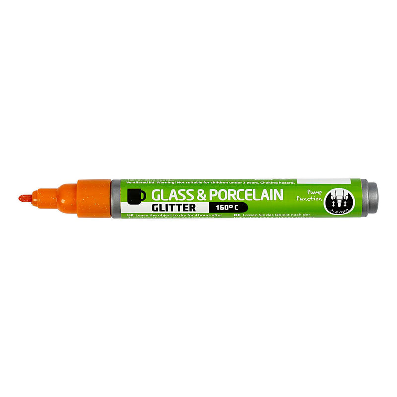 Load image into Gallery viewer, Creativ company glas- en porseleinstift glitter semi-dekkend - oranje
