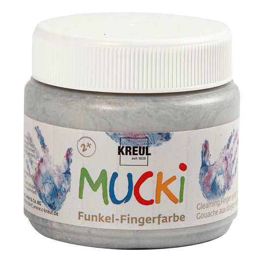 Creativ company mucki vingerverf - zilver metallic, 150ml